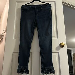 BlankNYC skinny jeans with raw fringed hem